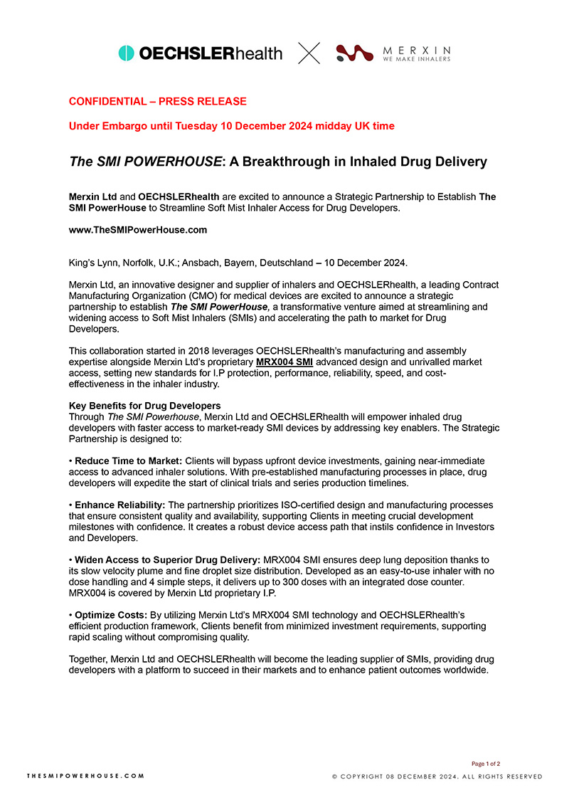 The SMI Powerhouse Press Release